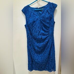 ✨ ✨ Adrianna Papell Blue Lace Ruched Dress Sz 12P